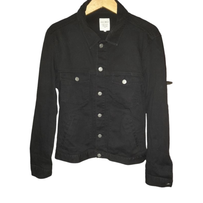 pl jaket jeans denim browny unisex preloved second branded jaket kekinian jaket jeans hitam pekat je