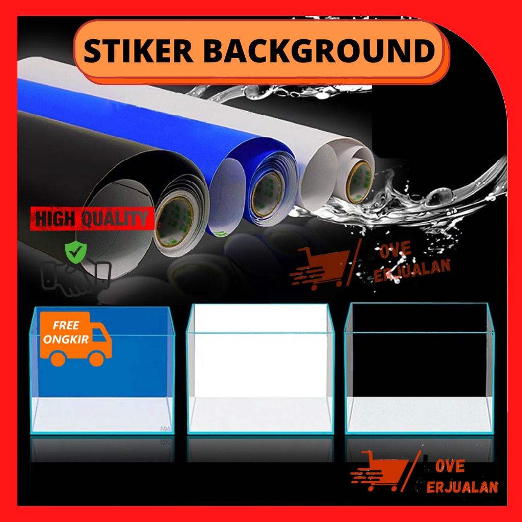 Stiker Background Akuarium Skotlet Polos stiker akuarium polos bolak balik murah 45cm 45 cm putih  biru hitam