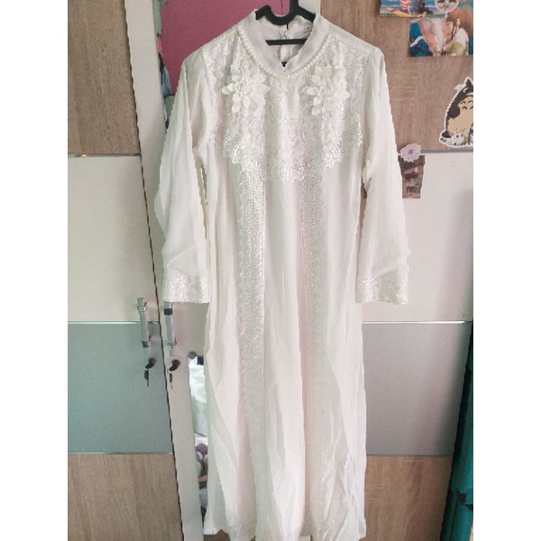 PRELOVED GAMIS PUTIH WANITA | DRESS GAMIS WANITA |GAMIS PUTIH BRUKAT RENDA