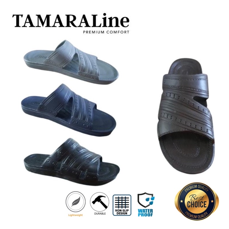 Sandal Selop Slide Slip on Karet Pria Dewasa / Remaja - TAMARALINE 221 / Bahan Premium Lentur Empuk Ringan Kuat Anti Slip Anti Air Model Sandal Casual Santai Rumah Hotel Outdoor Kamar Mandi Murah Original