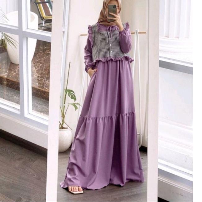 [PRODUK ZECM9] TRAND gamis remaja dress muslim rompi kotak kotak baju muslim LALA DRESS TNF