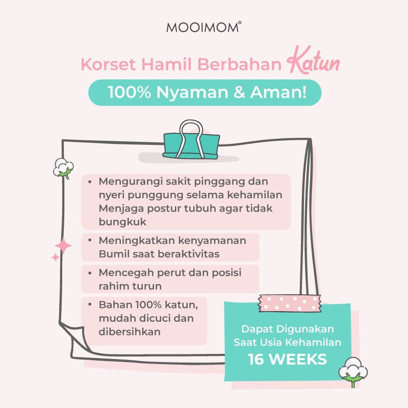 Penyangga Perut Ibu Hamil - MOOIMOM Cotton White Maternity Belt Korset Hamil