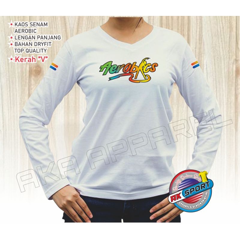 Kaos Senam Wanita Lengan Panjang Terbaru/Baju Lengan Panjang Wanita Aerobic/Baju Senam Lengan Panjan