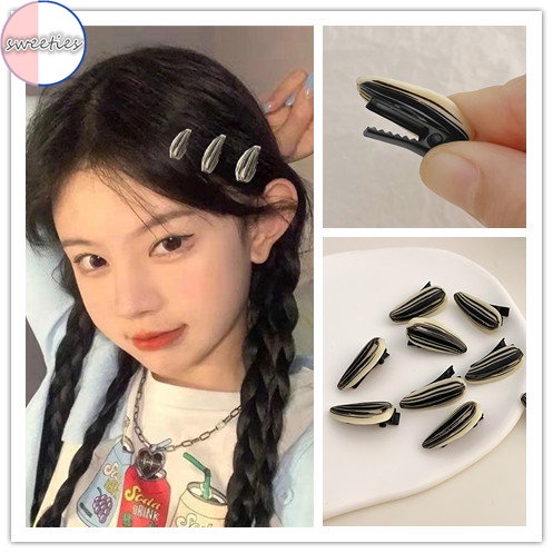 10pcs / Kantong Jepit Rambut Poni Samping Bentuk Biji melon mini Untuk Wanita