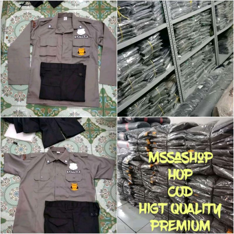 1 STEL ATASAN BAWAHAN SERAGAM SATPAM SECURITY PDL PDH SERAGAM SECURITY PDH PDL COKLAT CREAM PRIA BAHAN TEBAL ORIGINAL DISTRO