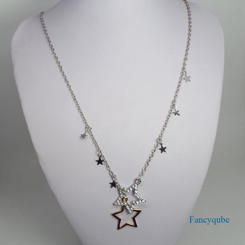 Kalung Multilayer Dengan Liontin Bintang Aksen Berlian Imitasi Untuk Wanita