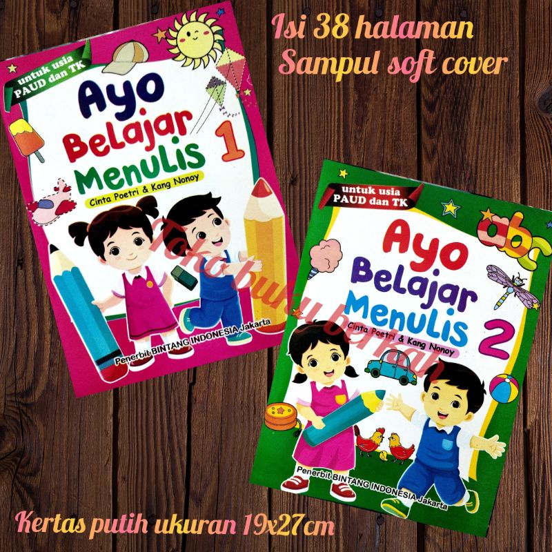 buku ayo belajar menulis 1&amp; 2 38 halaman (19x27cm)