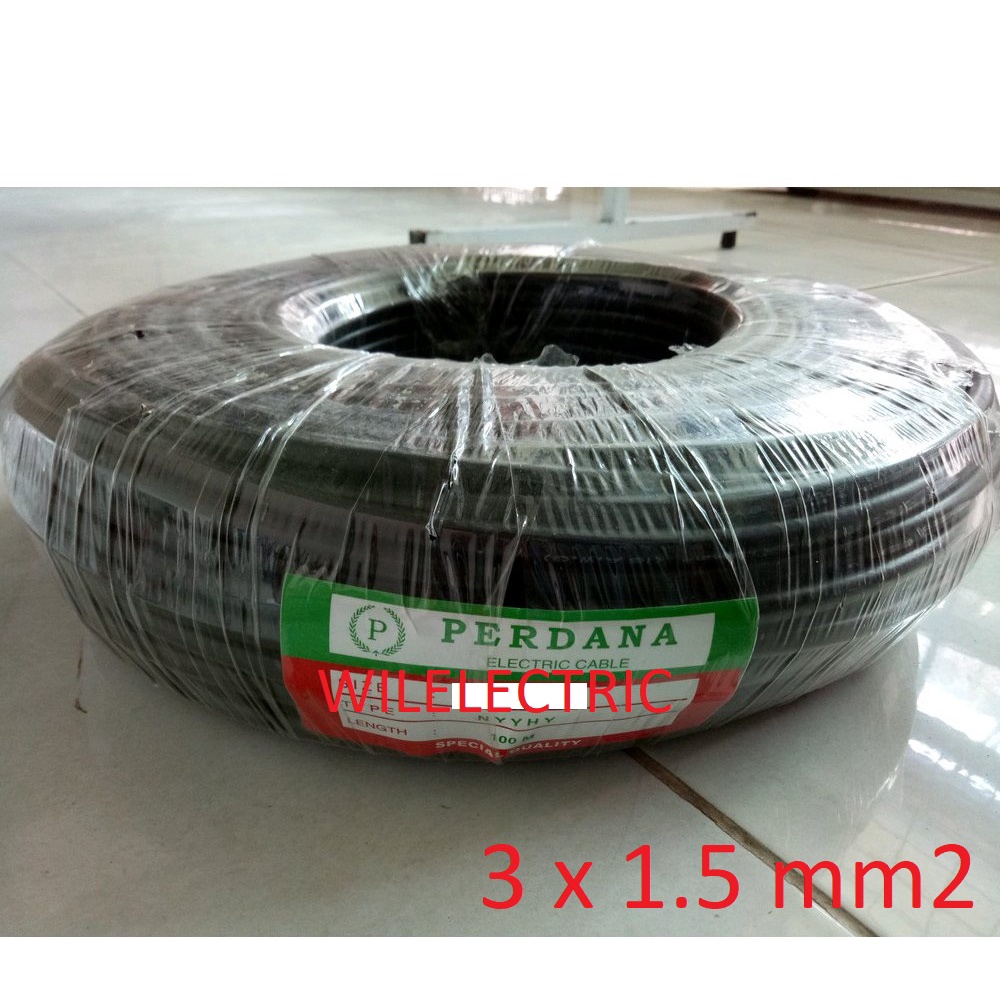 PERDANA Kabel listrik serabut NYYHY 3 x 1.5 / 3x1.5 mm hitam 100m rol