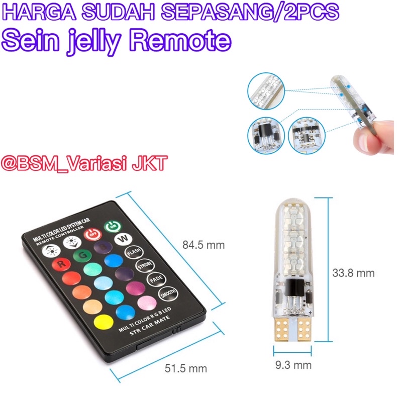 Sein sen jelly remote t10 lampu sen T10 jelly remote harga sepasang/2pcs TERMURAH