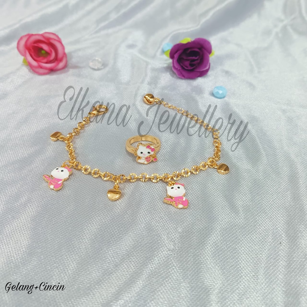 GELANG+CINCIN ANAK JURAI CAT Perhiasan super berkelas fashion korea anti karat dan anti luntur