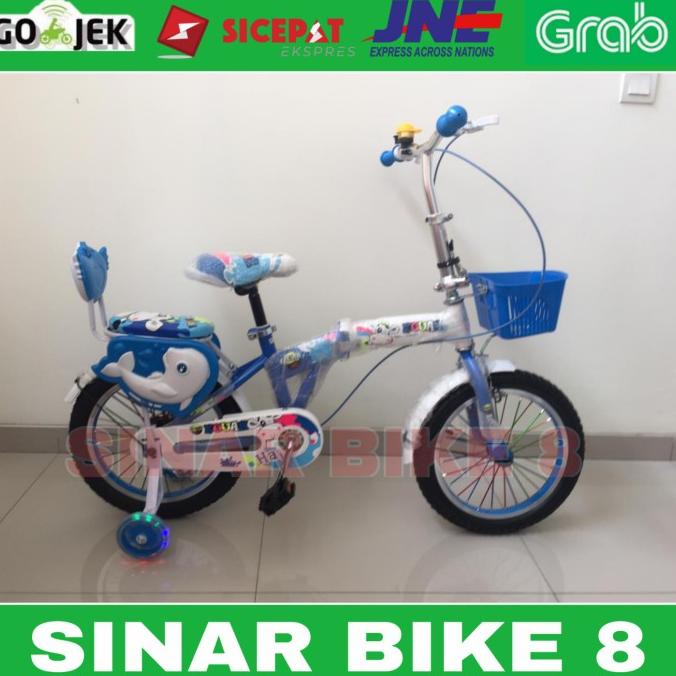 Sepeda Lipat Anak 16 Inch Kouan Keranjang Dan Roda Pembantu