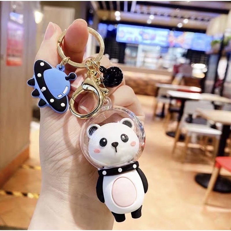 SERBI Keychain Animal Gantungan Kunci Hewan Gantungan Kunci Bentuk Binatang Kartun Seragam keamanan boneka beruang pasangan liontin lucu rantai gantungan kunci Bahan Silikon Tahan Air MBT315