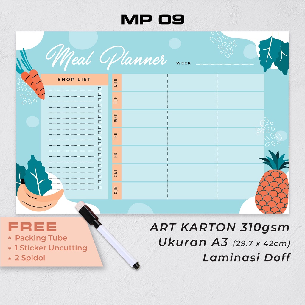 

Artomaringi Meal Planner Magnet Kulkas Bonus Spidol Wipe and Clean MP09