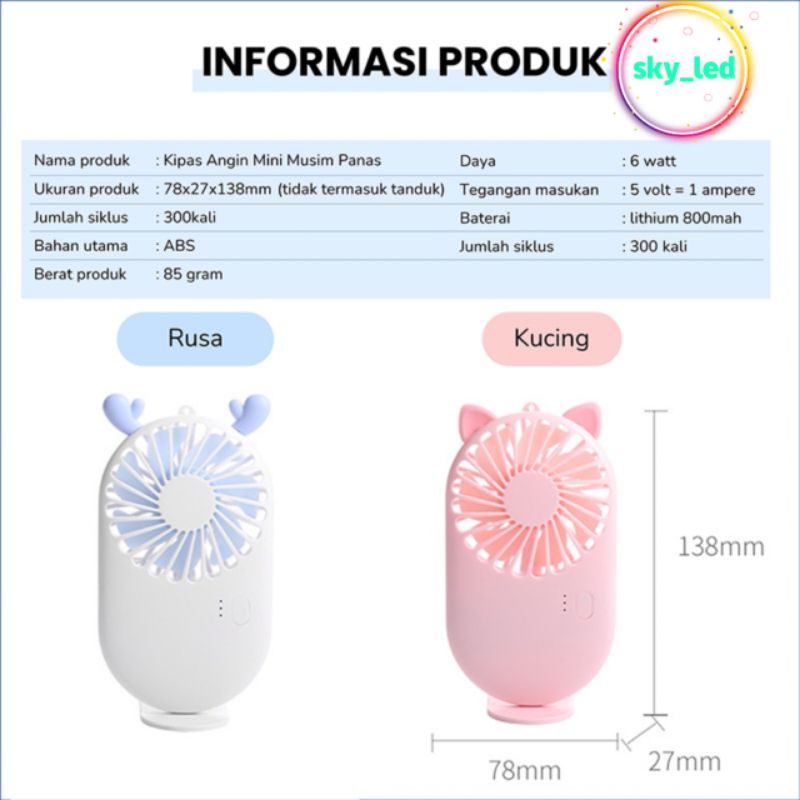 Pocket Fan Kipas Angin Mini Sumber Cute Cooling Fan Portable Phone Holder