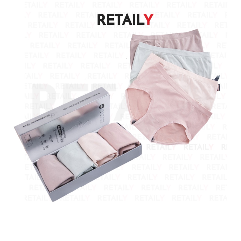 Retaily W241 Celana dalam antibakteri graphene wanita Pakaian Dalam CD Seamless [Set Kotak 4pcs]