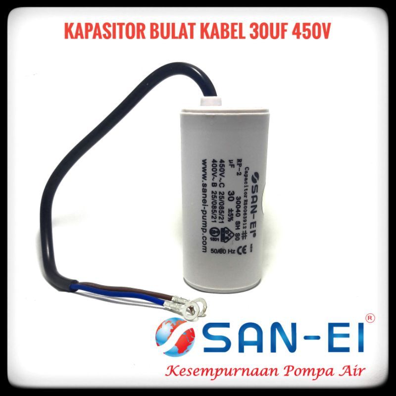 SAN EI Kapasitor Bulat 30uf 450V Kapasitor Kabel Pompa Air 30 uf 450V MURAH