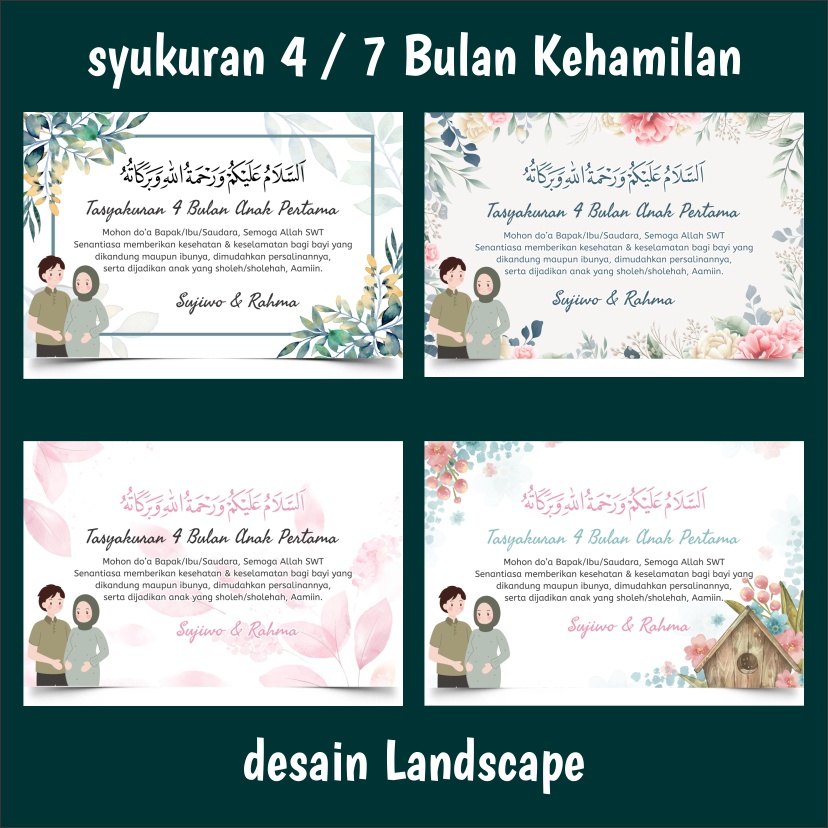 KARTU TASYAKURAN KEHAMILAN / STIKER / LABEL UNTUK SYUKURAN 4 bulan / 7 BULANAN KEHAMILAN