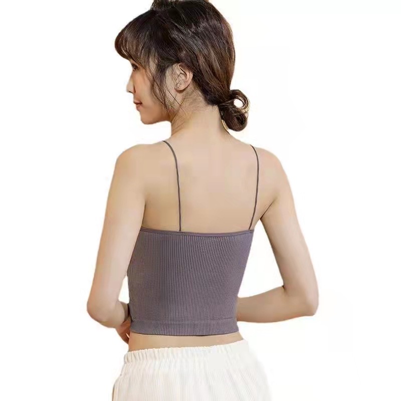 RSB BR182 Tanktop Wanita Kemben Tali Kecil Singlet Rib Square Elastis Tanpa Kawat With Bra Cup