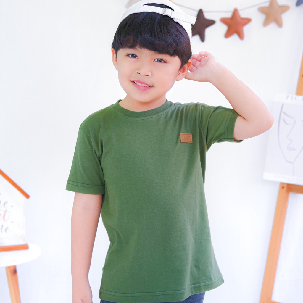 Kaos Polos Anak Laki Laki Perempuan Branded Premium Original | Mevla Kids - Kenzi Green Cactus