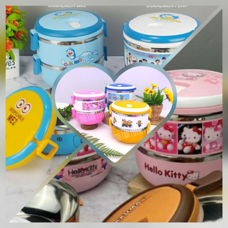 Rantang 2 Susun Karakter / Lunch Box / Bekal Set 2 Susun