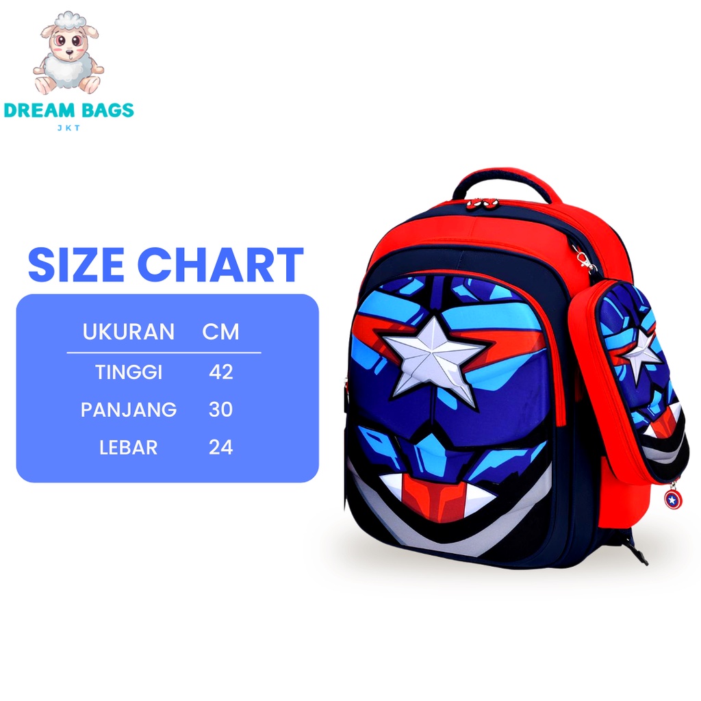 DREAM BAGS 3in1 Tas Ransel Anak Sekolah Import Laki Laki Ukuran SD Tas Anak Cowok