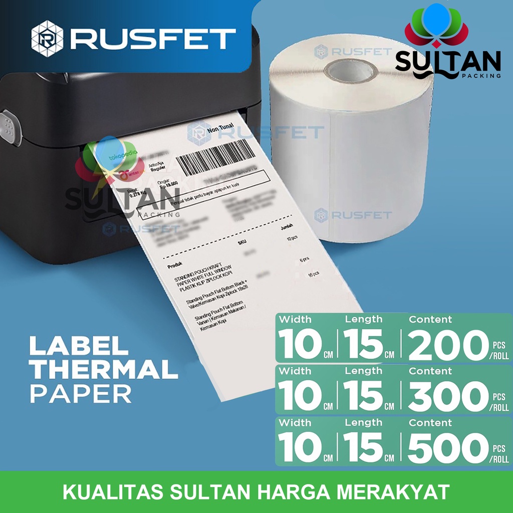 

Stiker Label Thermal Paper Stiker Barcode Printer Resi Kertas POS A6 Rusfet