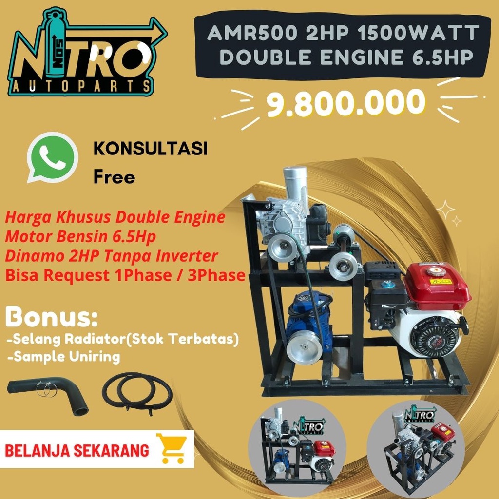 Blower Supercharger AMR500 2Hp Double Engine (Tanpa Inverter)