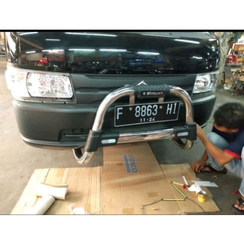 Bumper tanduk depan besi suzuki all new carry,new cary pick up 2019 2020 2021 2022 2023 2024 model e