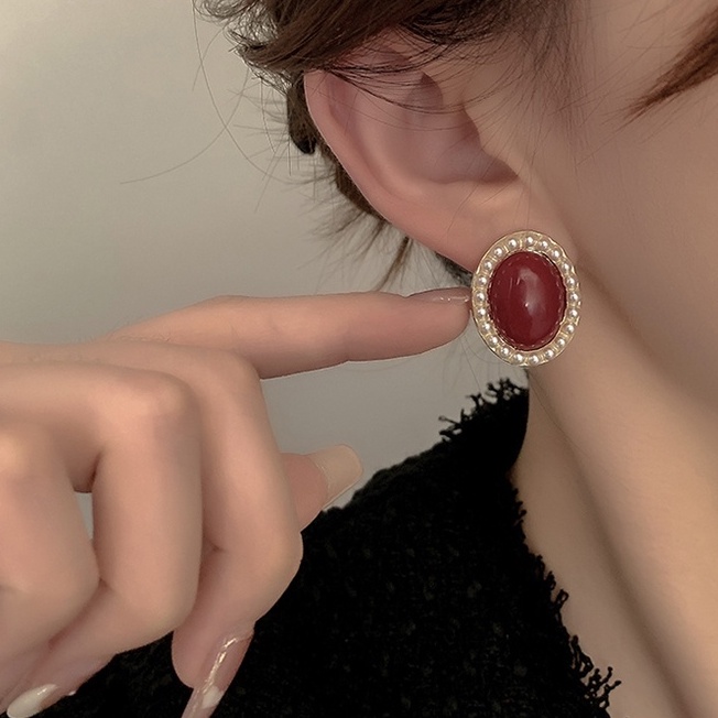 Anting Stud Hias Mutiara Gaya Vintage Korea Untuk Wanita