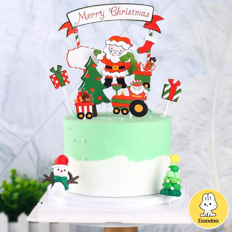 1 Set 7 Styles Topper Kue Desain Merry Christmas Bahan Akrilik Untuk Dekorasi Natal -Doo