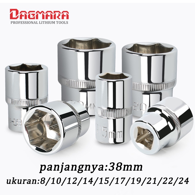 Dagmara Socket/Mata Sok 1/2 inch 6 pt Ukuran 8 - 24 mm Chrome