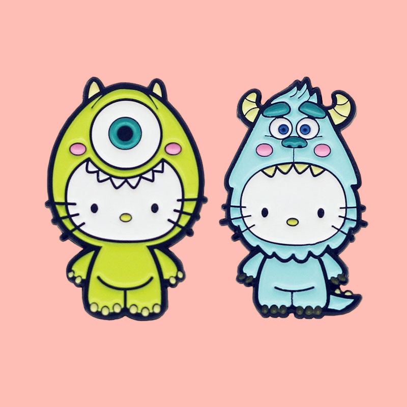 Bros Pin Enamel Desain Kartun Monster Mike Cat Bahan Alloy Metal