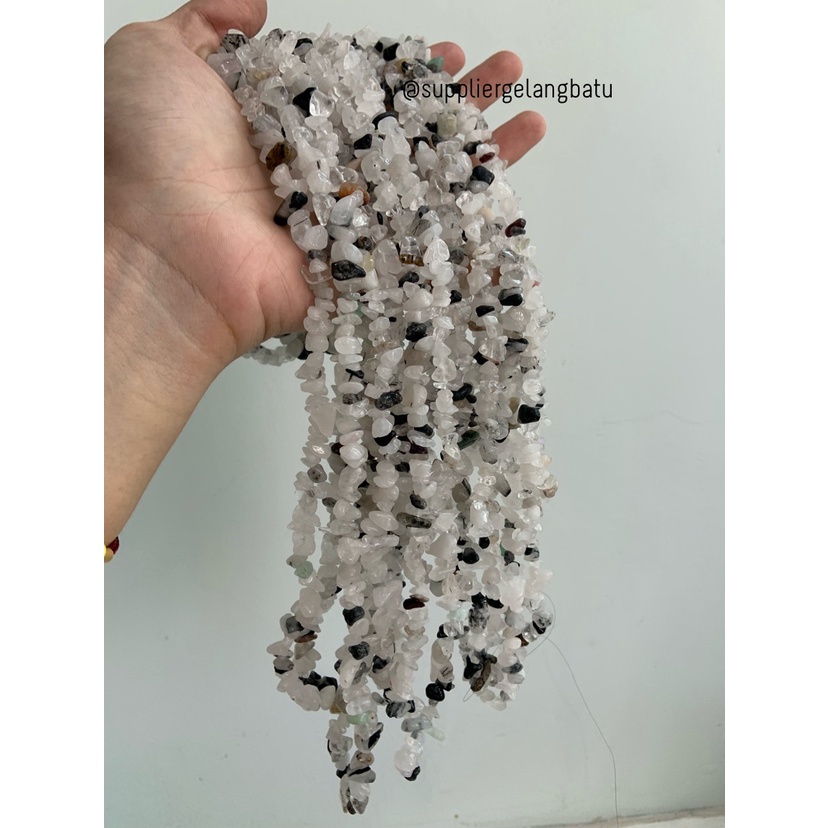 kerikil Batu alam WHITE RHODOLITE dalmantion 1cm manik aksesori craft