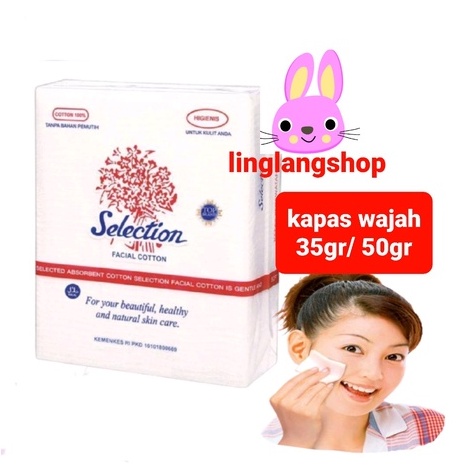 kapas selection wajah / muka facial cotton 35 gr / 50 gr putih (no.226)