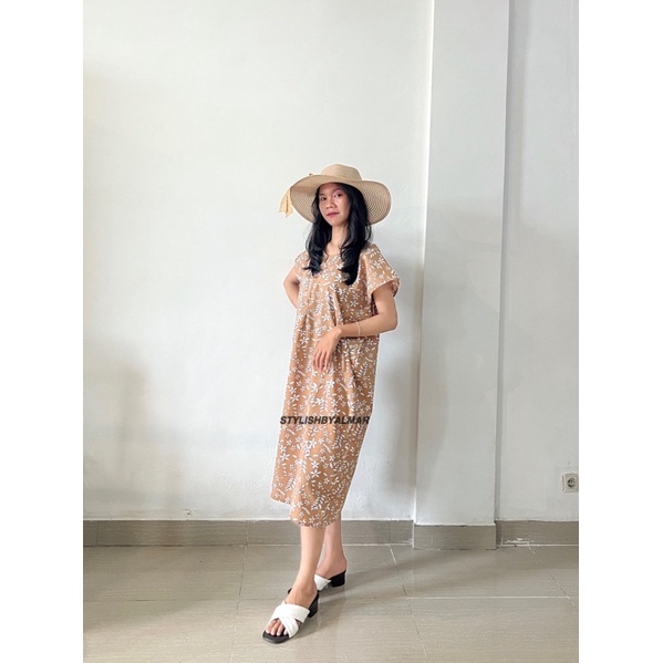 Daster Rayon Panjang Selutut Busui Kekinian Non Ruffle almar brand premium