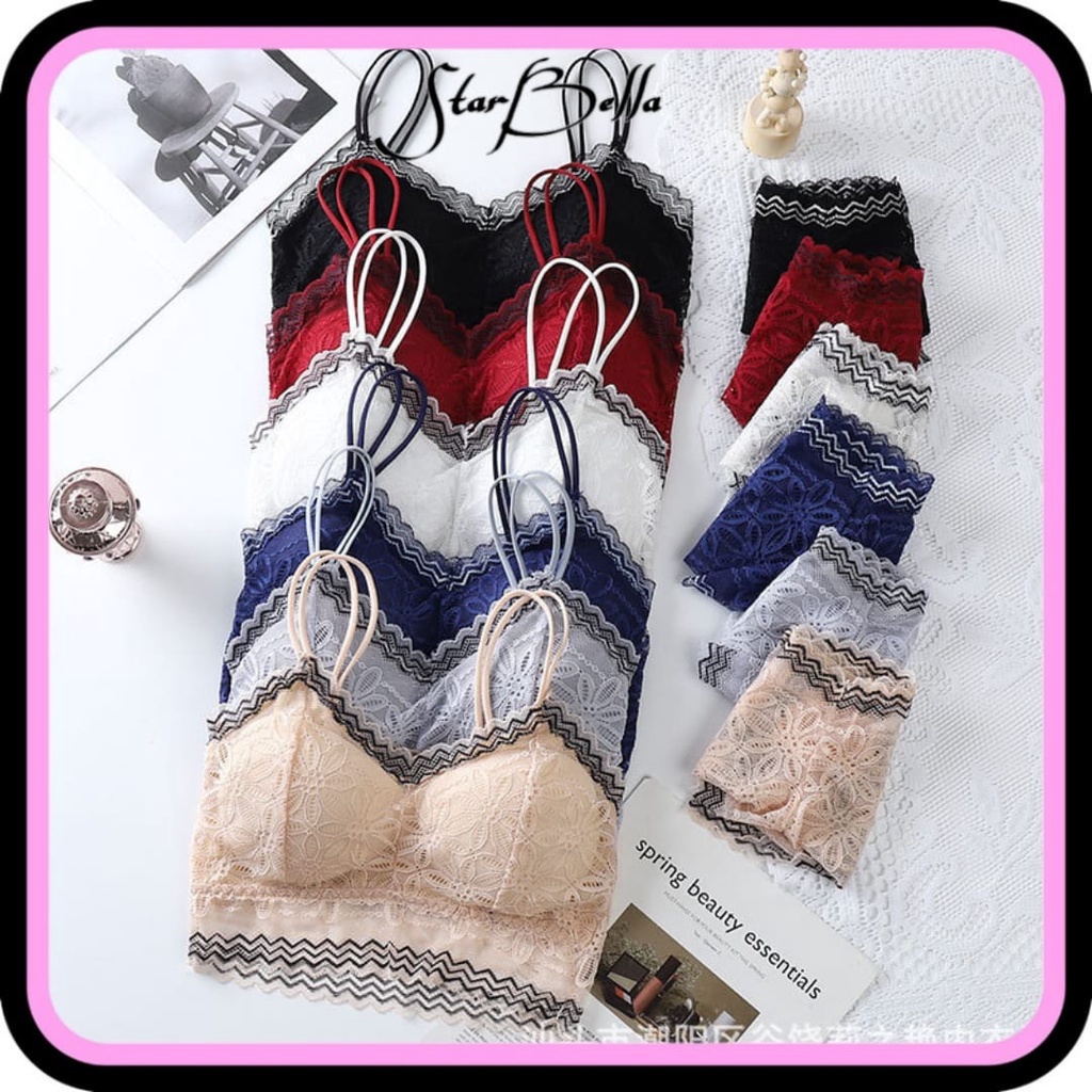 StarBella❤️SET Bra Dan Celana Dalam Korea Fashion ZigZag Pakaian Dalam Wanita Bh Tanpa Kawa Bra Sexy