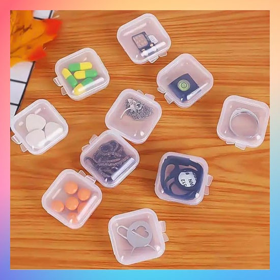 KOTAK MINI KECIL TEMPAT PERHIASAN ANTING MEMORY CARD EARPLUG KOTAK PLASTIK SERBAGUNA MINI BOX