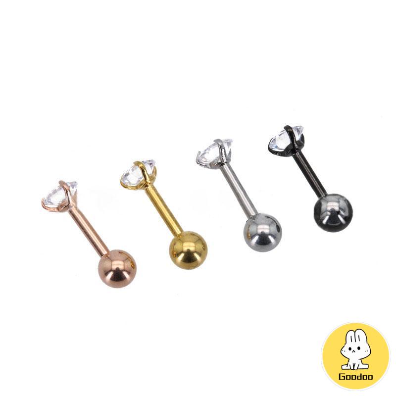 3 Cakar Kartilago Tujuan Ganda Anting-anting Stainless Steel Tragus Anting Fashion 1 Stud -Doo