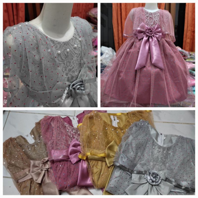 GAUN PESTA SAYAP RUMBAI BRUKAT GLITTER