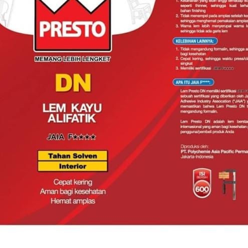 

Lem Presto DN Lem Kayu Interior * ALIFATIK WOOD GLUE 600 GR