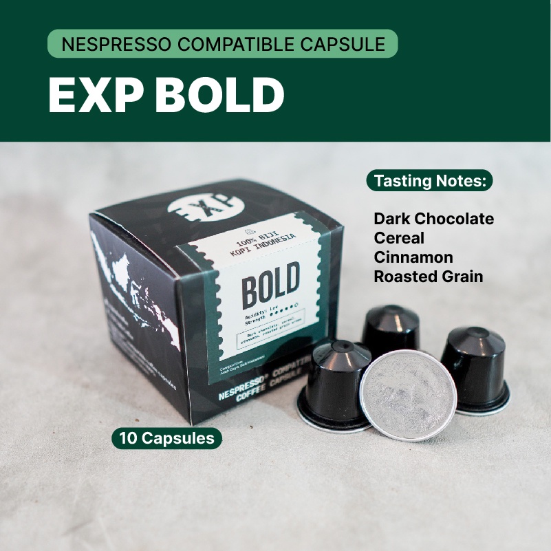 

EXP Indo Coffee Bold Nespresso Compatible Capsules isi 10 pcs / 100% Arabika / Aceh Gayo / Bali Kintamani