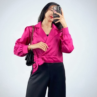 AFI - MC - Yejin SATIN VELVET Wrap Top