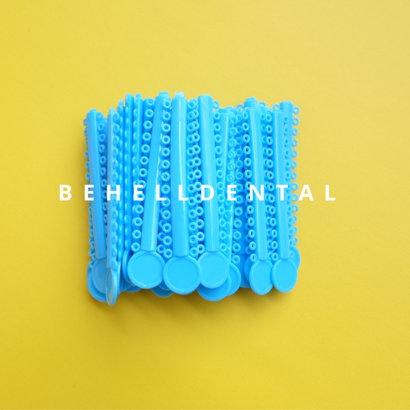 1 PACK ISI 40 PICS TEBAL KARET BEHEL MOTIF POWER O PREMIUM ORIGINAL Warna BABY BLUE / BIRU MUDA SOFT - Ligature Ties Tie - Dental Rubber Band Elastis Braces Ortho Orthodontik Orthodontics Kawat Gigi Behelldental