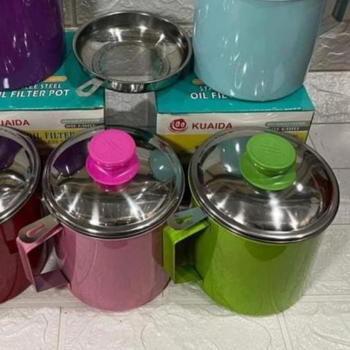 Mug & Saringan Minyak/Oil Pot Stainless - WARNA