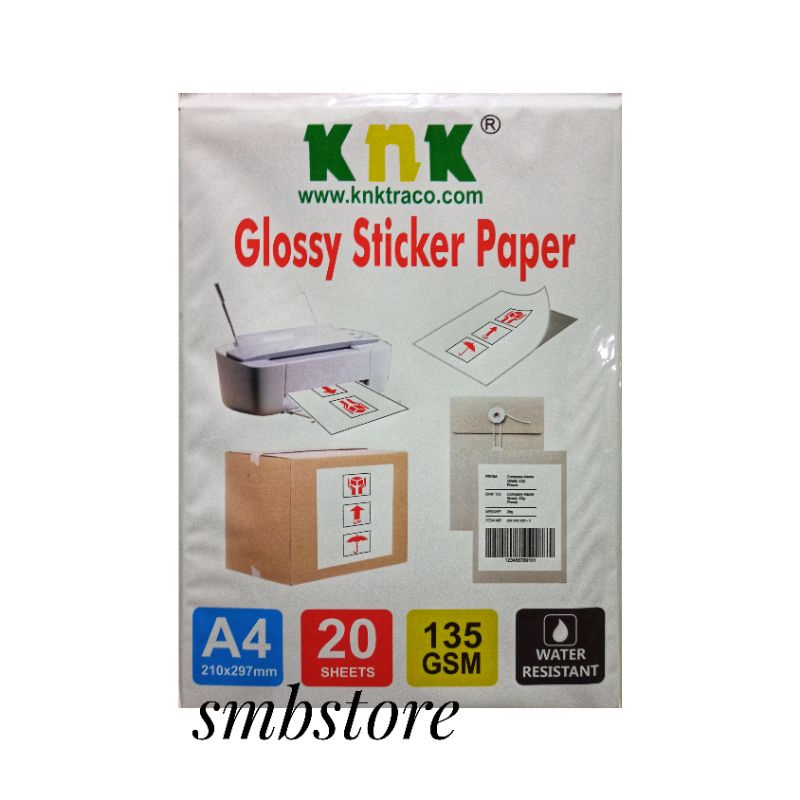 

(20 LEMBAR) Kertas stiker foto KNK 135 Gsm stiker glossy photo paper