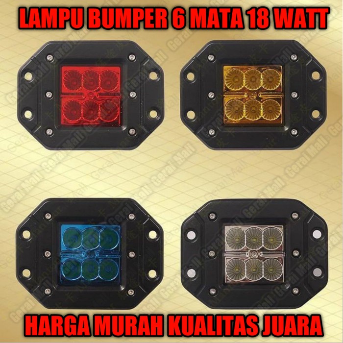 Led sorot lampu bumper mobil 6 mata 18 watt 12/24 volt