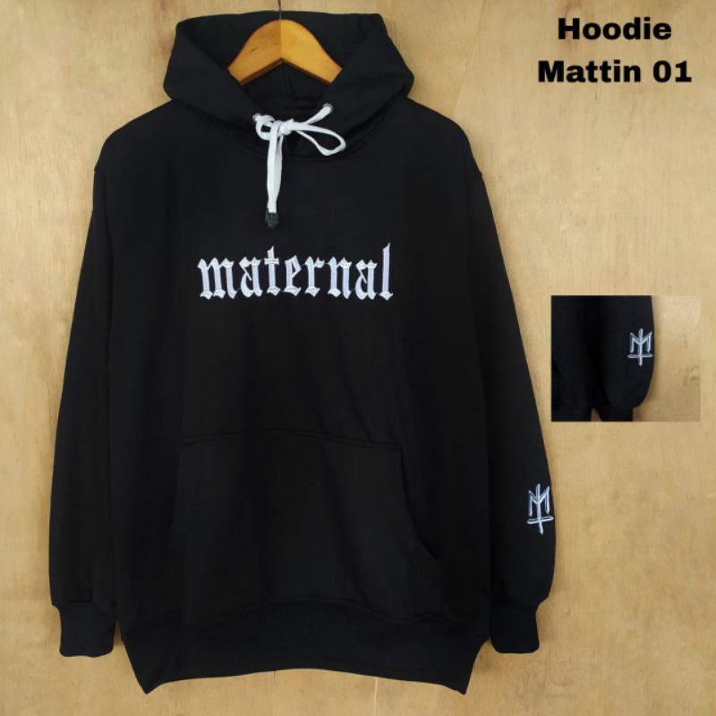 Hoodie Sweater Maternal Disaster Hitam Bordir Unisex L XL