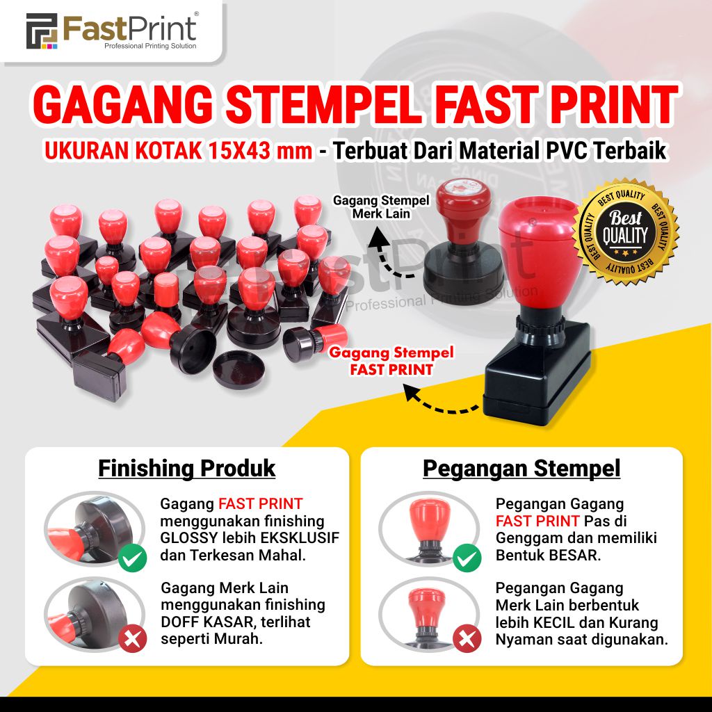 Gagang Stempel Flash Warna Ukuran Kotak 1543 15x43mm