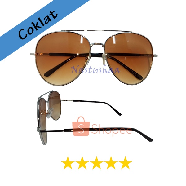 Kacamata Aviator Unisex Pria Wanita Warna Cokelat dan Hitam Terbaru Kaca Mata Fashion Hitam Anti UV400 Sunglasses