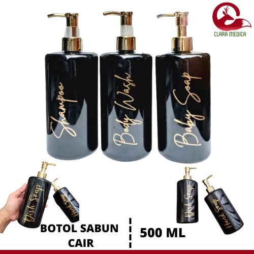 Botol Sabun Cair Pump Hitam Gold Silver Aesthetic 500ml Luxury botol HITAM GLOSSY 500ml gold LUXURY. aesthetic bottle minimalist refill organizer tempat sabun cair pump estetik